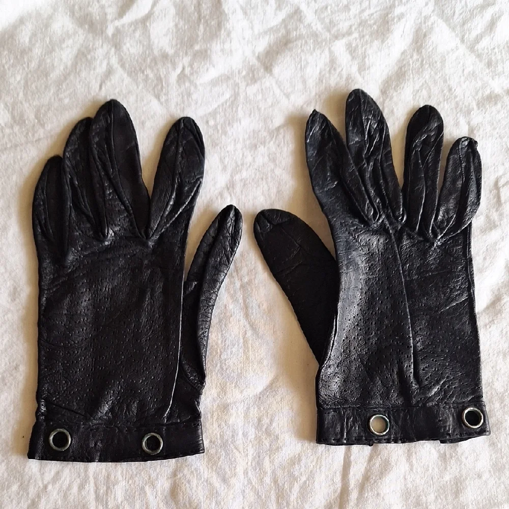 Vintage Leather Driving Gloves - Black